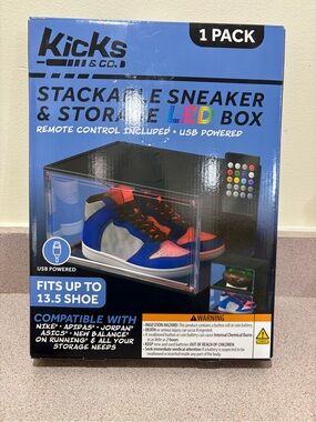 Kicks For Gents Blue Black LED Stackable Sneaker Storage Box